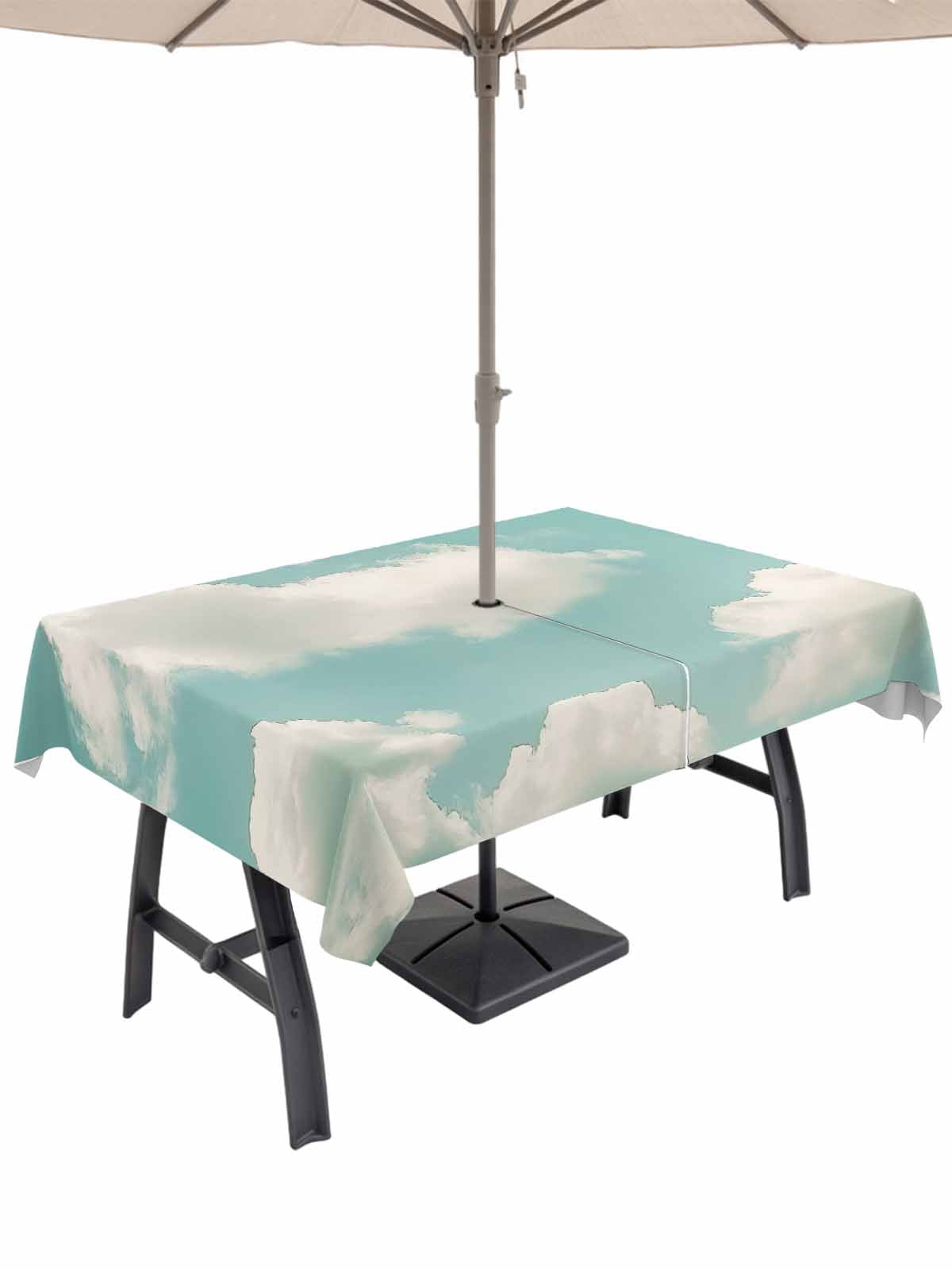 54x80 Inch Outdoor Tablecloth with Umbrella Hole Zipper Rectangle ...