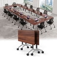 thumbnail image 1 of 55.1" Conference Table with Wheels, Large Meeting Table for 6-10 People, Foldable Training Room Tables with Metal Frame for Office Conference,2PCS, 1 of 7