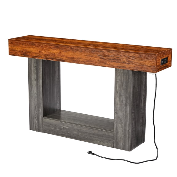 55.1" Console Table with Built-in LED Light & Power Outlet – Modern Entryway Table for Living Room, Hallway, Sofa Behind Couch