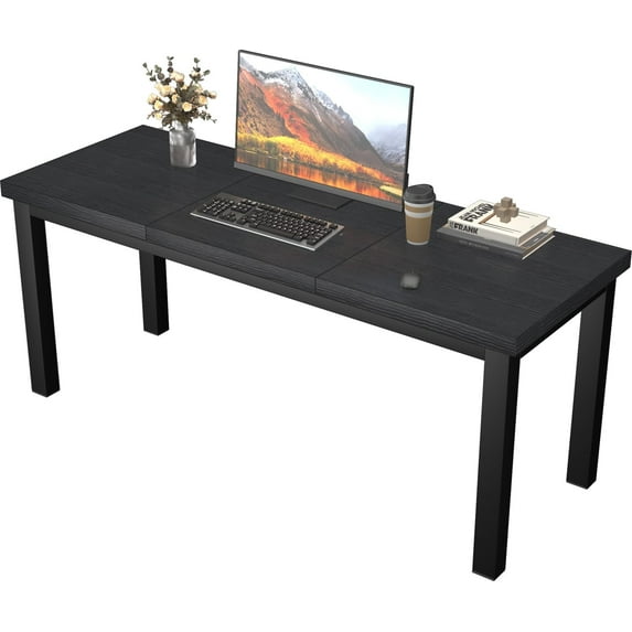 55.1 Inch Computer Desk, Gaming Computer Desk with A Modern Design, Office Computer Desk at Home, Perfect for Office Work, Gaming, Studying, and Writing, Etc., Black.