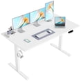 thumbnail image 1 of 55.1 Inch Electric Height Adjustable Standing Desk, Ergonomic Home Office Desk with Memory Preset, Sit to Stand Computer Desk with Hooks, White, 1 of 10