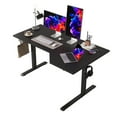 thumbnail image 1 of 55.1 Inch Electric L-Shaped Height Adjustable Standing Desk, Sit to Stand Corner Desk with Memory Presets and Hooks, Ergonomic Home Office Computer Desk for Workstations, Black, 1 of 9