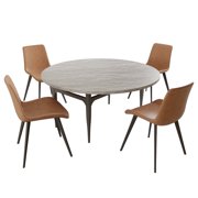 55.1"L Round Modern Kitchen Dining Table Set with 32.4"H Dining Chair