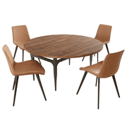 55.1"L Round Modern Kitchen Dining Table Set with 32.4"H Dining Chair