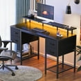 thumbnail image 1 of 55.1" LED Gaming Desk with Drawers, Computer Desk with Outlets, Office Desk with 4 Drawers, Corner Desk, Writing Desk in Black, 1 of 7