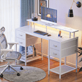 thumbnail image 1 of 55.1" LED Gaming Desk with Drawers, Computer Desk with Outlets, Office Desk with 4 Drawers, Corner Desk, Writing Desk in White, 1 of 7