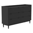 thumbnail image 1 of 55.1" Solid Wood 6-Drawer Chest with Gallery - Black, 1 of 6