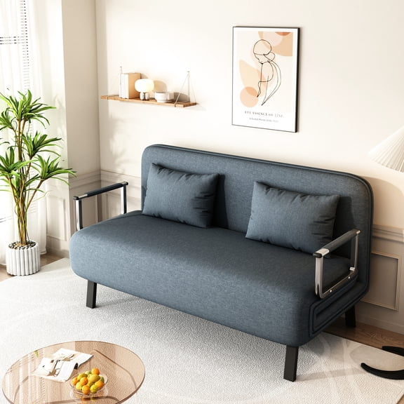 55.1″ Wide, Comfortable Sleeper - Adjustable Backrest Feature - For Primary Living Spaces - Velvet Upholstery and Metal Frame