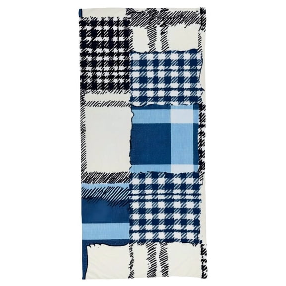 55.1 X 27.6 In Bath Towel Soft Not Easy Dropping Off-Line Intimate Design Is Convenient For Hanging MediumBlue Houndstooth Buffalo Plaid Tartan Check Scotland Hand-drawn Sketch_2