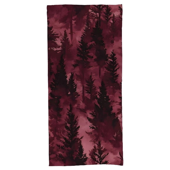55.1 X 27.6 In Bath Towel Soft Not Easy Dropping Off-Line Intimate Design Is Convenient For Hanging Realistic Forests Camouflage Pattern Conifer Maroon_3
