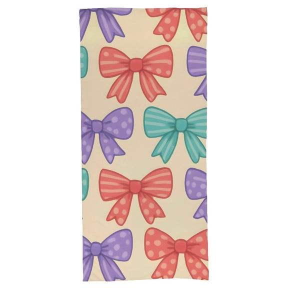 55.1 X 27.6 In Bath Towel Soft Not Easy Dropping Off-Line Intimate Design Is Convenient For Hanging Whimsical Polka Dot And Striped Ribbon Bow Pattern