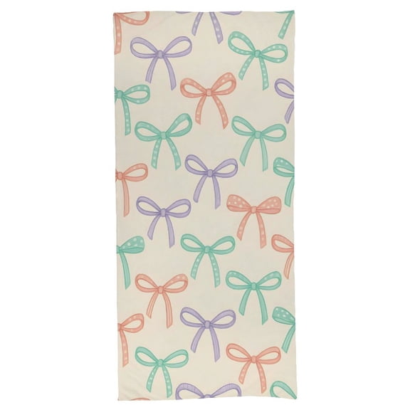 55.1 X 27.6 In Bath Towel Soft Not Easy Dropping Off-Line Intimate Design Is Convenient For Hanging Whimsical Thin Polka Dot And Striped Ribbon Bow Pattern