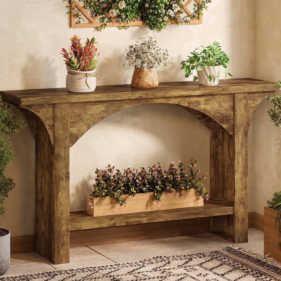 Tarnorci 55" Console Tables for Entryway Hallway, Living Room, Brown