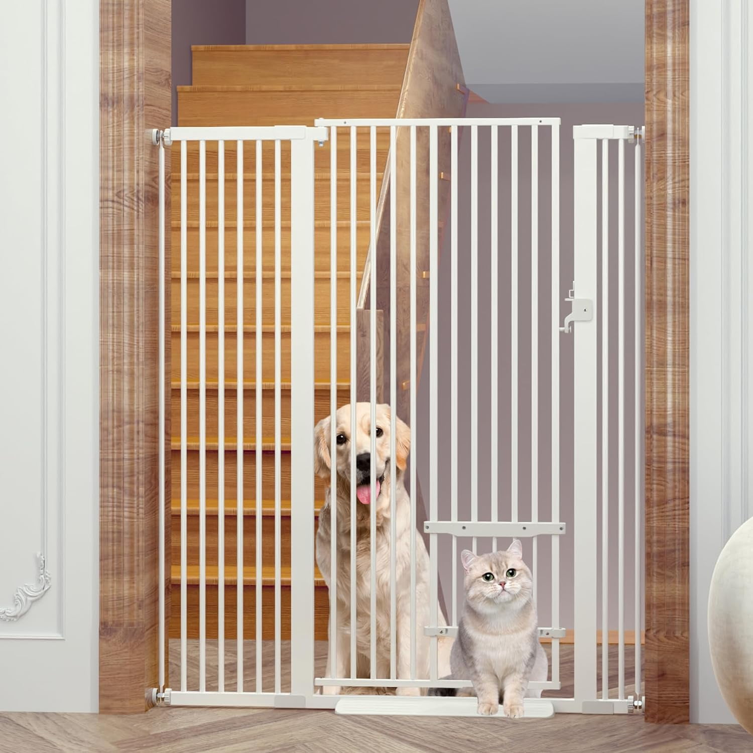 55.11" Extra Tall Cat Gate 40.646 Wide Pet gate with Small Cat Door