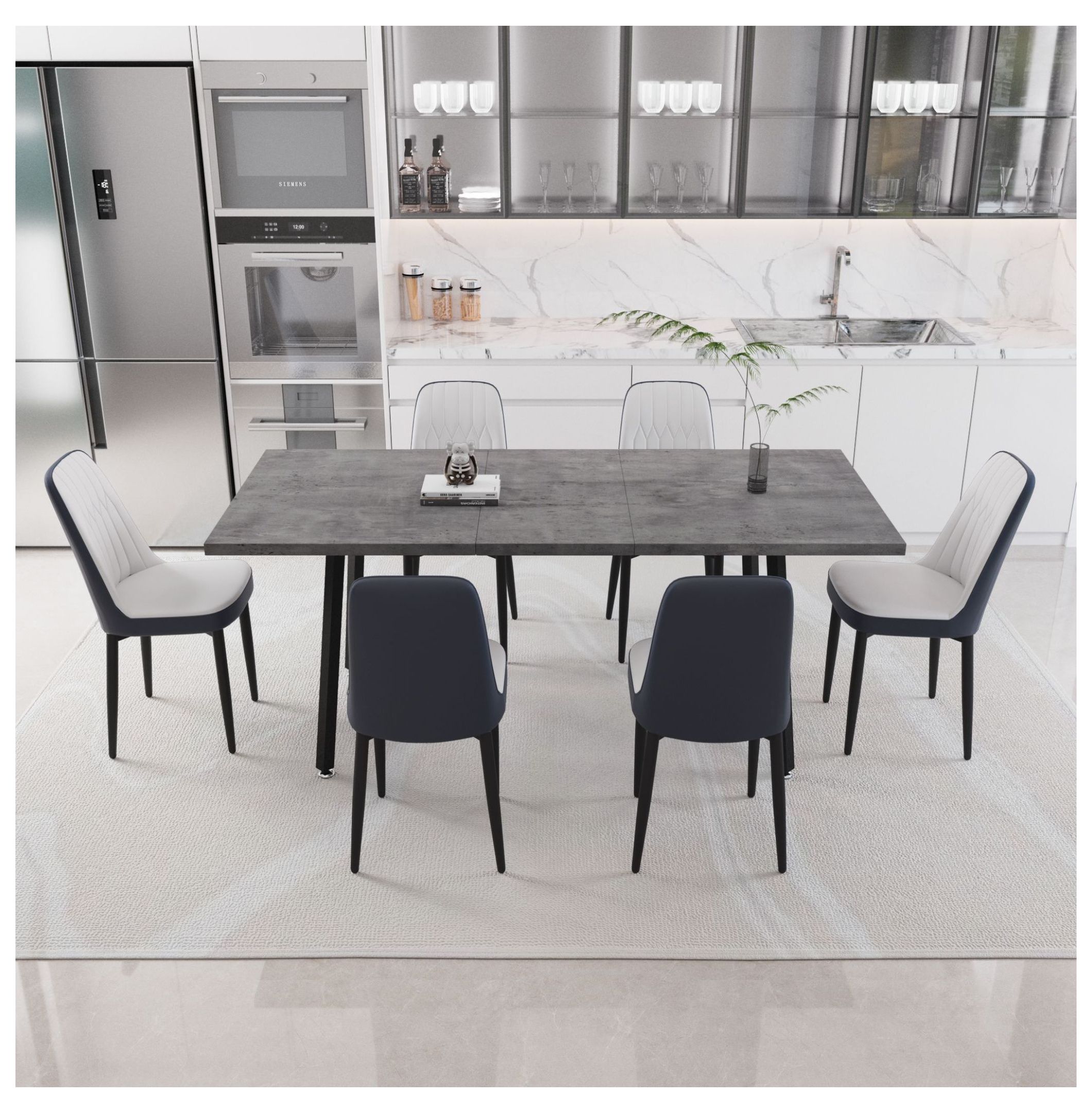 55.12-70.87" expandable rectangular dining table that can accommodate 4 ...