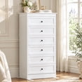 thumbnail image 1 of 55.12" Tall Dresser for Bedroom, 6 Drawer Dresser with Anti-Tip Kit, White Dresser, Wood Chest of Drawers, Extra Large Storage Organizer, 1 of 7