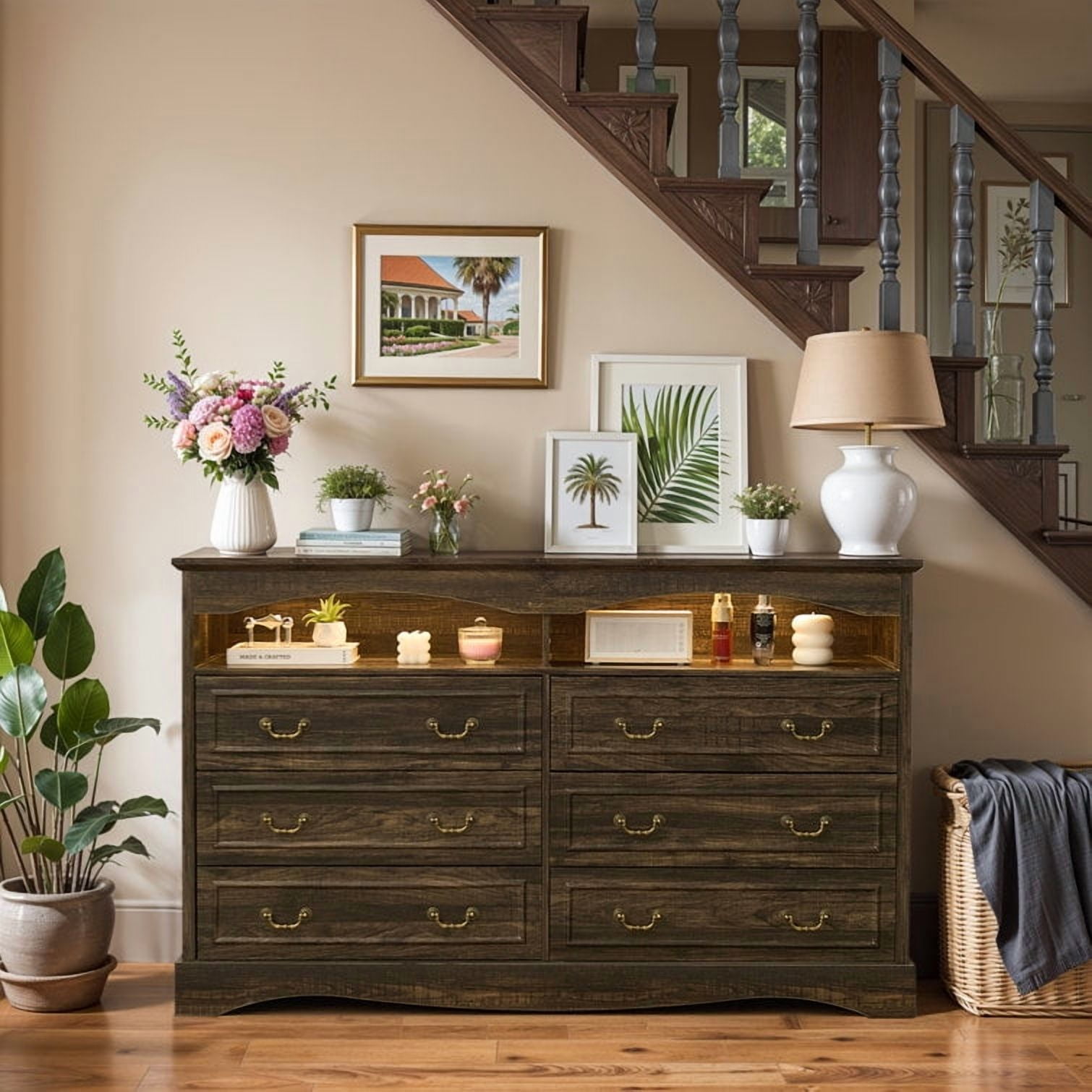 french modern dresser French dresser two tone six drawers  Westside Modern