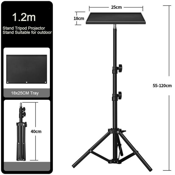 55/120/160Cm Adjustable Tripod Stand And Mount Bracket Tray For Projector Laptop