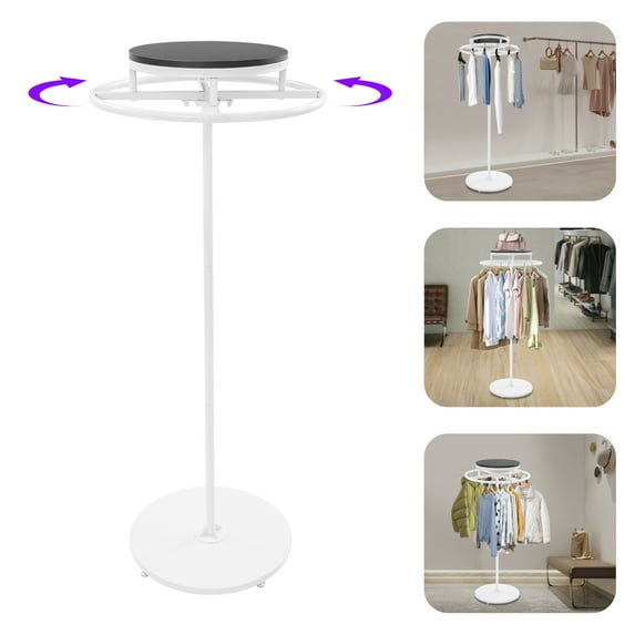 55.1in Round Clothing Rack, Clothes Display Rack, Rotatable Garment Rack(Black+White)