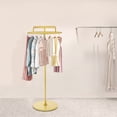 thumbnail image 1 of 55.1in Round Clothing Rack, Clothes Display Rack, Rotatable Garment Rack (Gold+Log Color), 1 of 13