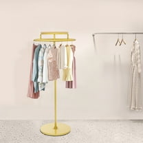 55.1in Round Clothing Rack, Clothes Display Rack, Rotatable Garment Rack (Gold Log Color)