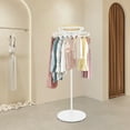 thumbnail image 1 of 55.1in Round Clothing Rack, Clothes Display Rack, Rotatable Garment Rack (White+Log Color), 1 of 13