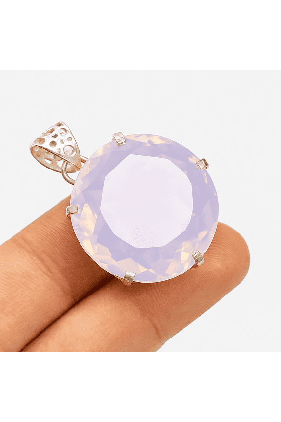 55.2 Ct CERTIFIED Opal 925 Sterling Silver Round Multicolor Stone Pendant