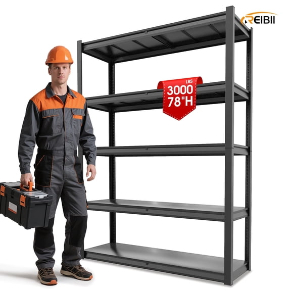 melmine 55.2"W Metal Shelves, 3000LBS Heavy Duty Garage Shelving, 5-Tier Adjustable Shelving Unit for Warehouse, Basement, Pantry, 55.2"W x 26"D x 78"H