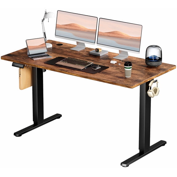 55"24" Ergonomic Electric Height Adjustable Desk, Large Tabletop Sit Stand Computer Workstation, Sturdy Modern Lift Table for Home Office and Daily Working Environment