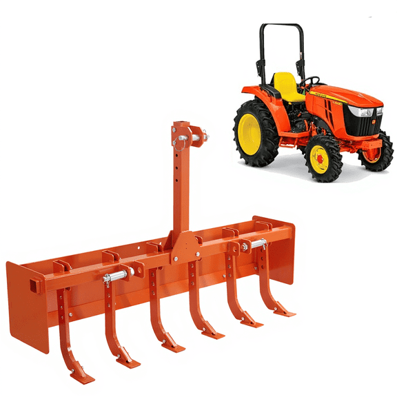 55" 3 Point Box Scraper Compatible with Cat 0 Cat 1 Tractor Box Blade Attachment with 6 Orange