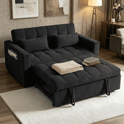 Howcool Sleeper Sofa Bed, Pull Out Couch, 3-in-1 Convertible Loveseat Sofa with Adjustable Backrest, Corduroy Couch for Living Room, Apartment & Small Space, Black