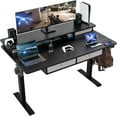 thumbnail image 1 of 55 * 30 Inches Electric Standing Widened Desk Adjustable Height with 4 Drawers, Double Storage Shelves Stand Up Desk, Home Office Workstation Sit Stand up Desk (Classical Black), 1 of 9