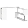 thumbnail image 1 of 55" 360° Rotating Corner Computer Desk Modern L-Shaped Home Office Workstation With 3-Tier Storage Shelves, Bookshelf, White, 1 of 8