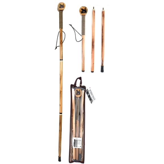 55"/3Pc Detachable Pine Wood Hiking Stick (Bear Design)