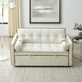 thumbnail image 1 of 55.5" Pull Out Sofa Bed, Modern Sleep 2 Seater Loveseats Sofa Couch with Side Pockets, Velvet Sleeper Bed Couch with Adjsutable Backrest and Lumbar Pillows for Apartment Office Living Room, Beige, 1 of 7