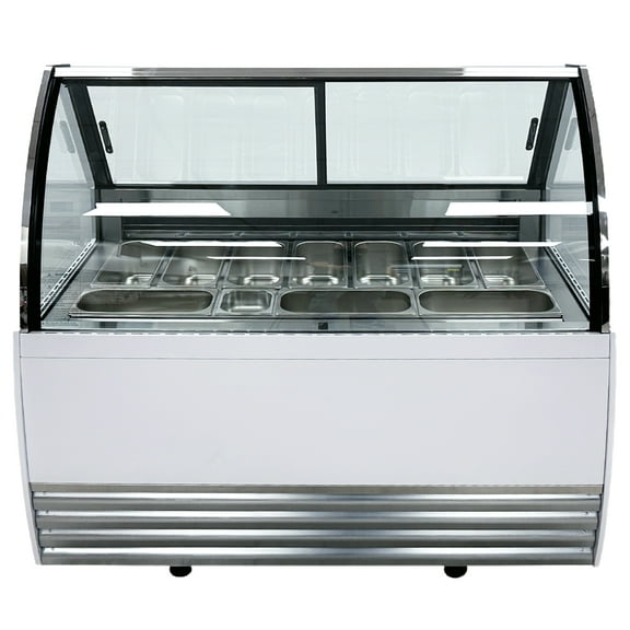 55.5 in. 10 Pan Gelato Display Freezer, Ice Cream Display Freezer, Gelato Showcase Dipping Cabinet NSF Certified