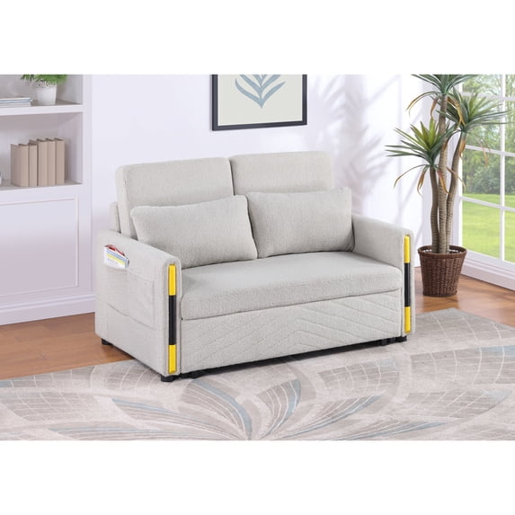 55.5 - inch wide teddy velvet convertible loveseat / Saves space in living rooms