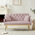 thumbnail image 1 of 55.50"2-Seater Sofa Couches for Living Room Apartment Bedroom Office, Loveseat Sofa with Tufted Back and Seat, Mid-Century Couch Soft Sofa Chair with  4 Metal Legs, Pink, 1 of 8