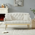 thumbnail image 1 of 55.50"2-Seater Sofa Couches for Living Room Apartment Bedroom Office, Loveseat Sofa with Tufted Back and Seat, Mid-Century Couch Soft Sofa Chair with  4 Metal Legs, Cream White, 1 of 8