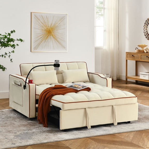 55.51-inch Foldable Sofa Bed with Adjustable Back / Enjoy Movies in Living Room, Guest Room or Office