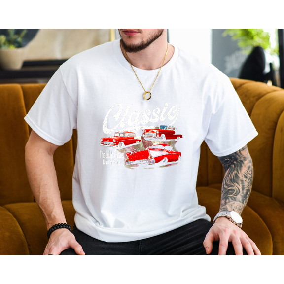 55 56 57 Chevys Bel Air Tri Five Classic Vintage Car Unisex T-Shirt, up to size 3XL.