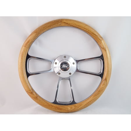 55-56 All Mercury Cars 14" Unstained Oak Wood Billet Polished Steering Wheel Set Adapter & Horn