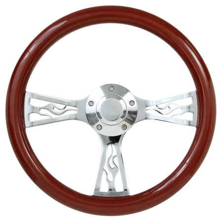 55-56 All Mercury Cars 14" Wood Billet Polished Steering Wheel Set Adapter & Horn