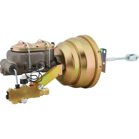 Speedway Motors Brake Booster Conversion Kit  Compatible with 1955-1957 Fullsize Chevy, 8 Inch Dual Booster 1 Inch Bore Master Cylinder Brackets Proportioning Valve Zinc