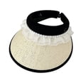 thumbnail image 1 of 55-58cm hat circumference adjustable lace straw empty top hat female summer face-covering sunscreen hat anti-ultraviolet hatBeige, 1 of 6