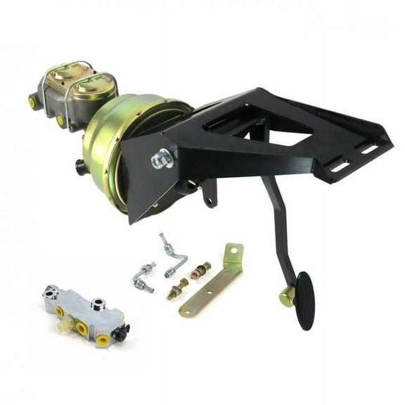 55-59 Chevy Truck Firewall 7 in. Dual Brake Pedal Kit Disc & Drum Small Oval Black Pad