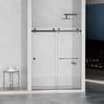 thumbnail image 1 of 55-59"W x 72"H Frameless Double Sliding Shower Door, 5/16"(8mm) Glass, Matte Black, 1 of 16