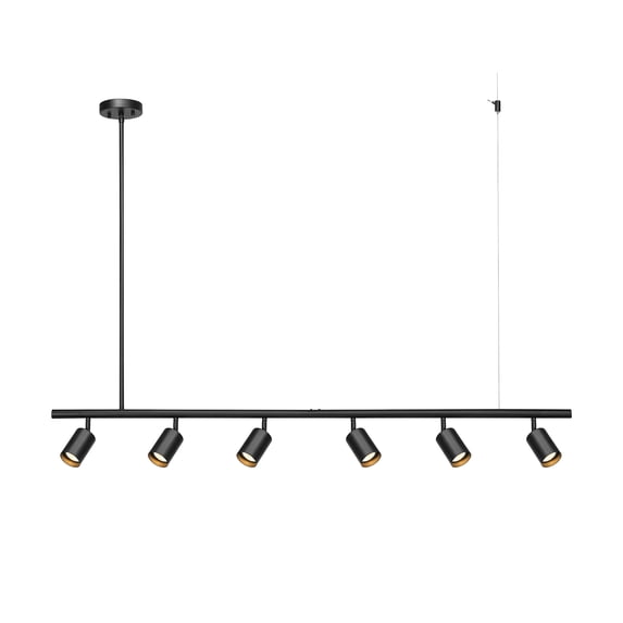 55" 6-Light Adjustable Height Track Lighting, Matte Black, Pivoting Track Heads