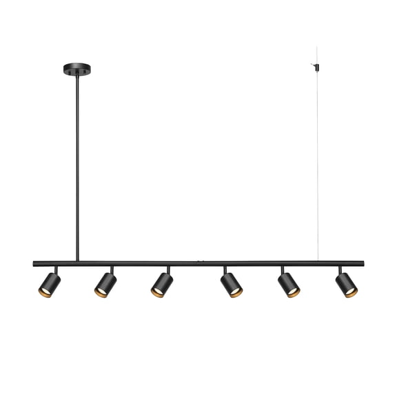 55" 6-Light Adjustable Height Track Lighting, Matte Black, Pivoting Track Heads