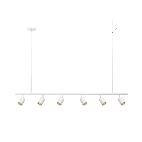 55" 6-Light Adjustable Height Track Lighting, Matte White, Pivoting Track Heads